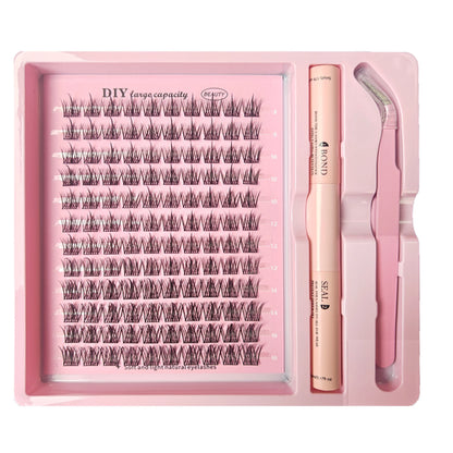 DIY Clusters Lash Kit Full Set 8-16mm Mix Bond&Seal Tweezers Lash for