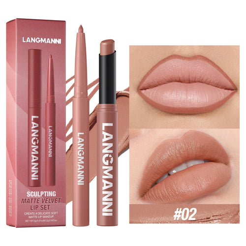 Integrated waterproof lipliner+lipstick lipstick lipstick set,no