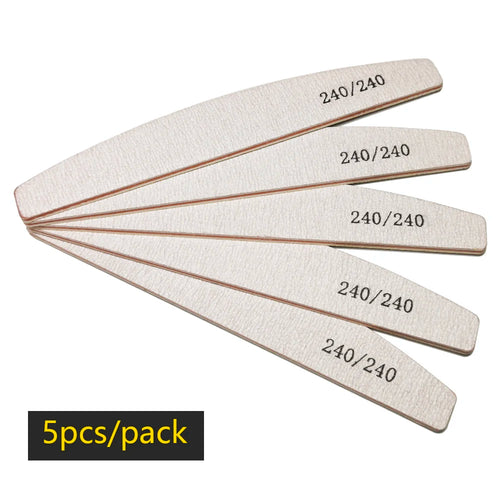 Lurayee Nail File Buffer 100/180 Grit Half Moon Double Side Sandpaper