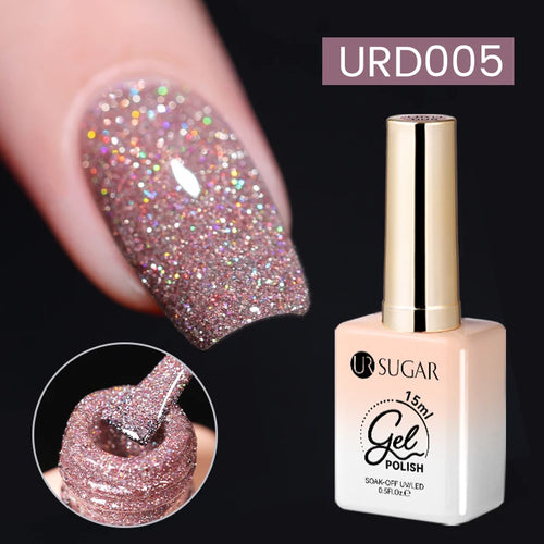 UR SUGAR 15ml Sliver Reflective Nail Gel Polish Shining Glitter Semi