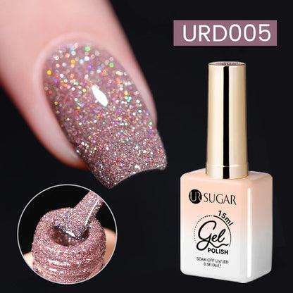 UR SUGAR 15ml Sliver Reflective Nail Gel Polish Shining Glitter Semi