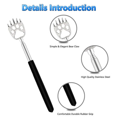 Telescoping Back Scratcher with 3Pcs Detachable Scratching Heads,Bear