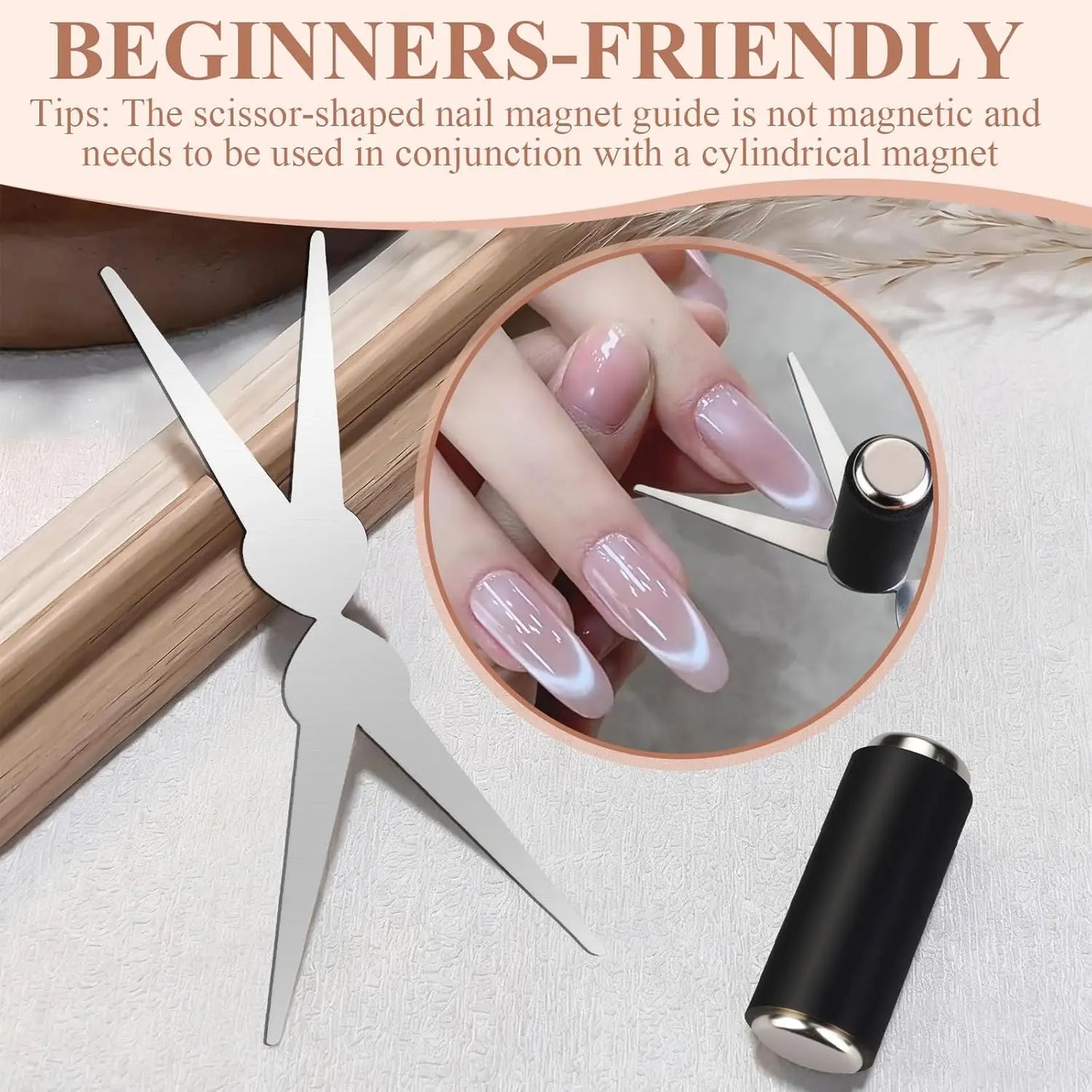 2 in 1 Scissor-Shaped Cat Eye Nail Magnet Set for French Effect DIY