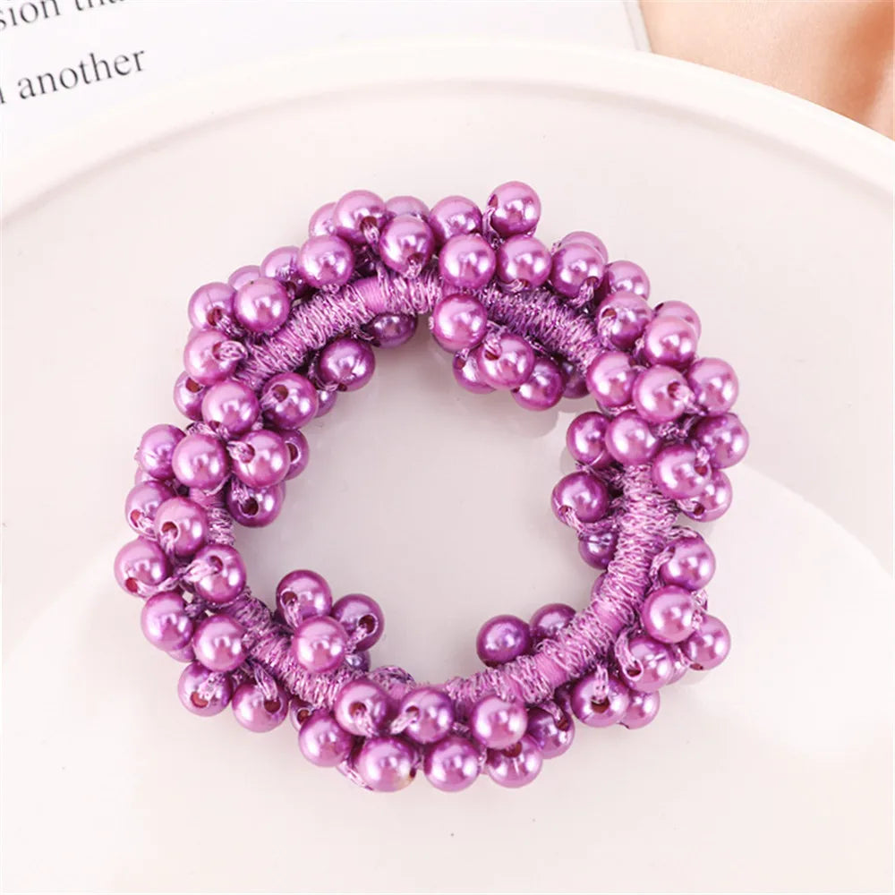 deanwangkt Girls Scrunchies Luxury Big Elegant White Pearl Hair Ties Beads Rubber Bands Ponytail Holders Hair Accessories Elastic Hair Band