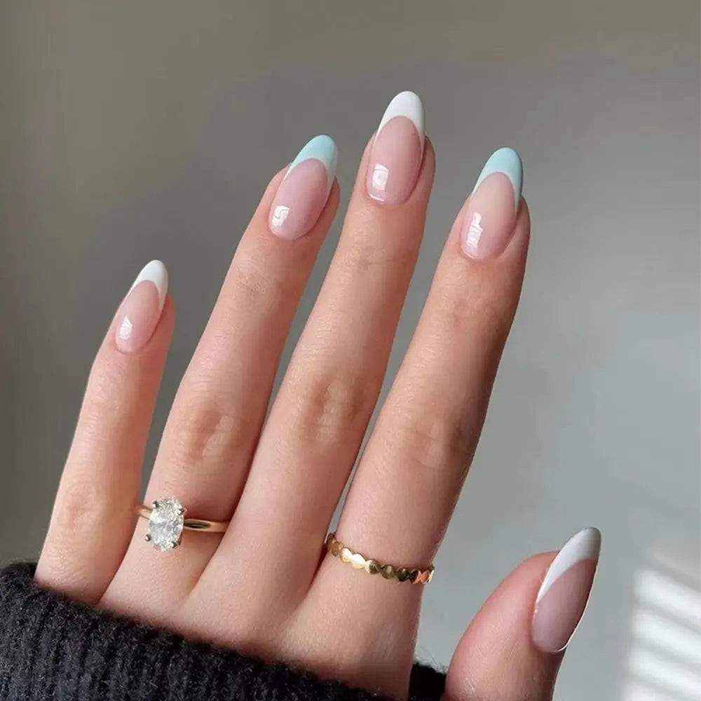 Fall Nails | Cute November Nails Brown Wave Tips Almond Winter Press On Nails 24 piece Set