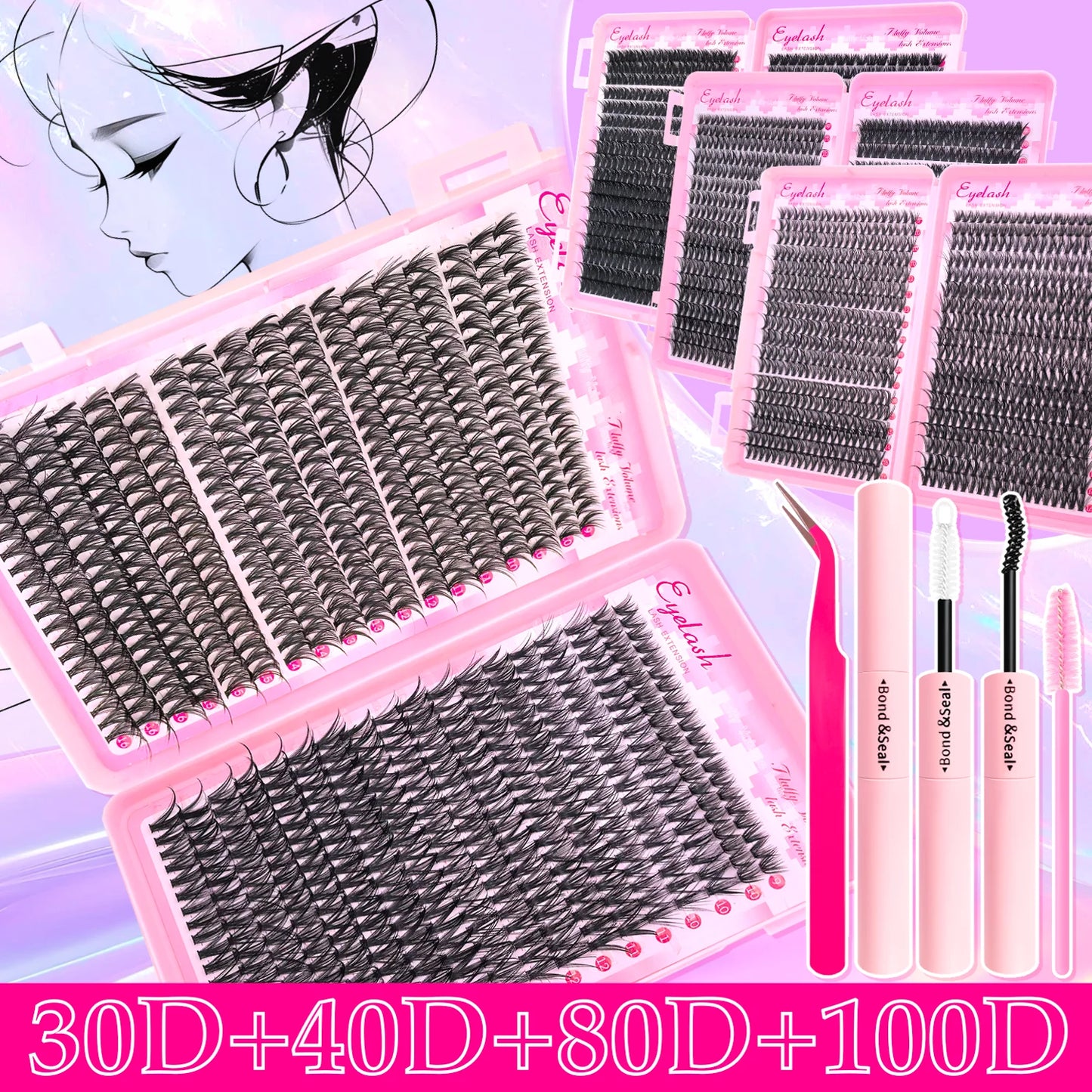 720/200pcs eyelash Extension Kit Fluffy Eyelash Extension kit with
