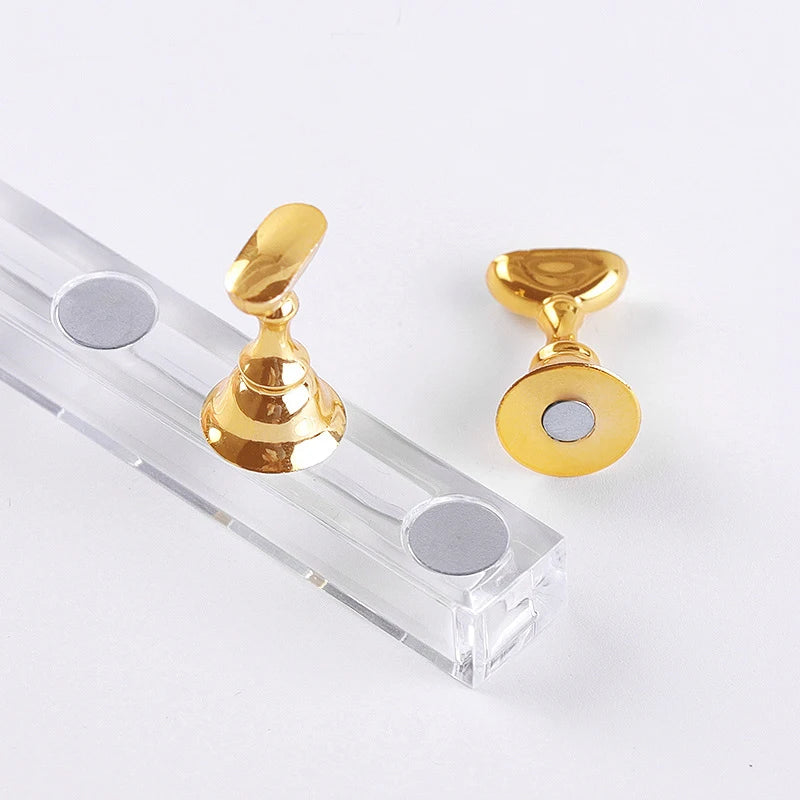 5pcs/Set Magnetic Nail Holder False Nail Tip Practice Stand Crystal