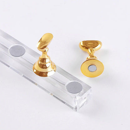 5pcs/Set Magnetic Nail Holder False Nail Tip Practice Stand Crystal