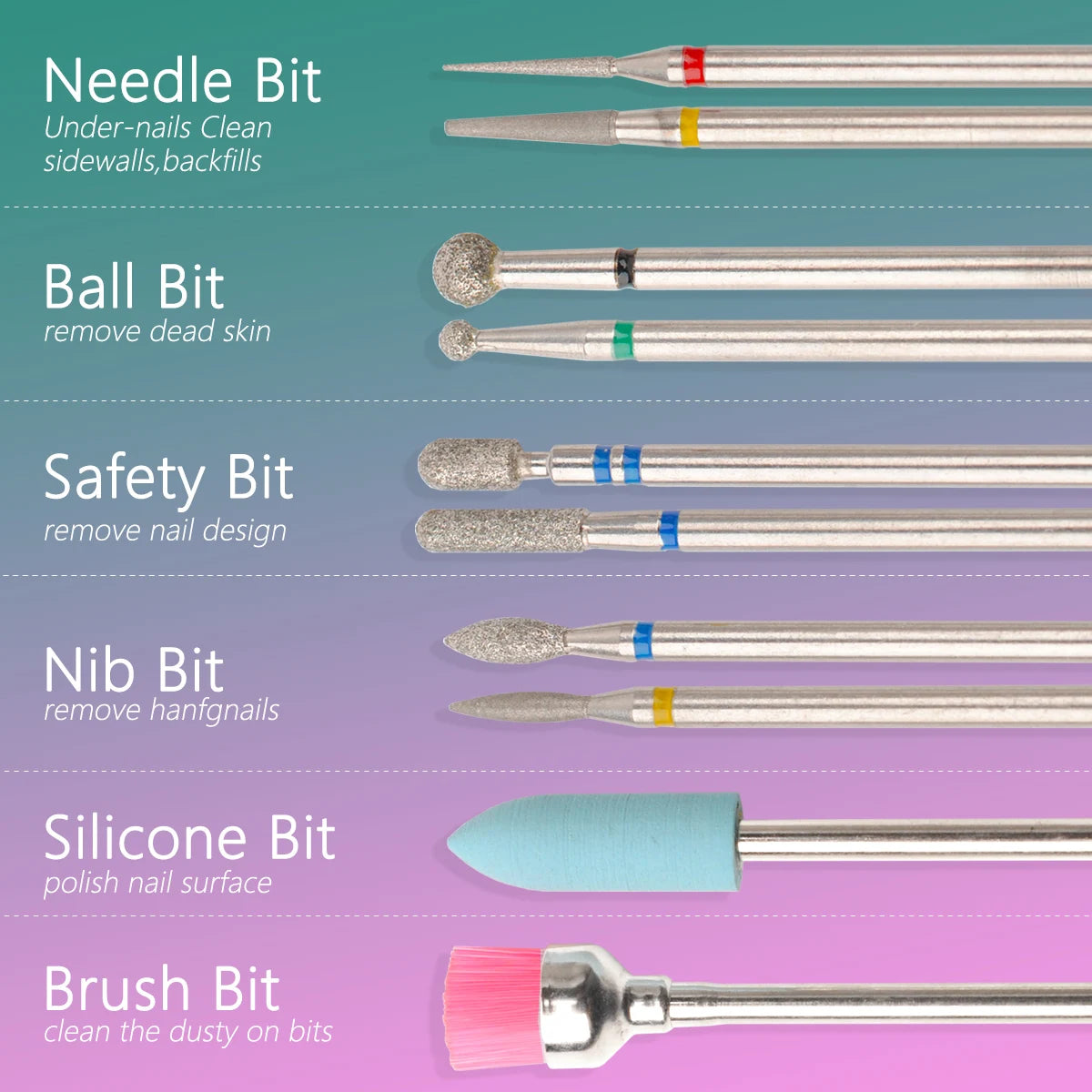 14pcs/set Nail Drill Machine Bit Nail Gel Removal Polishing Tools