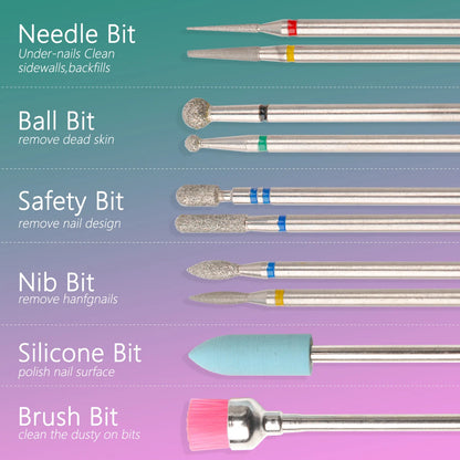 14pcs/set Nail Drill Machine Bit Nail Gel Removal Polishing Tools