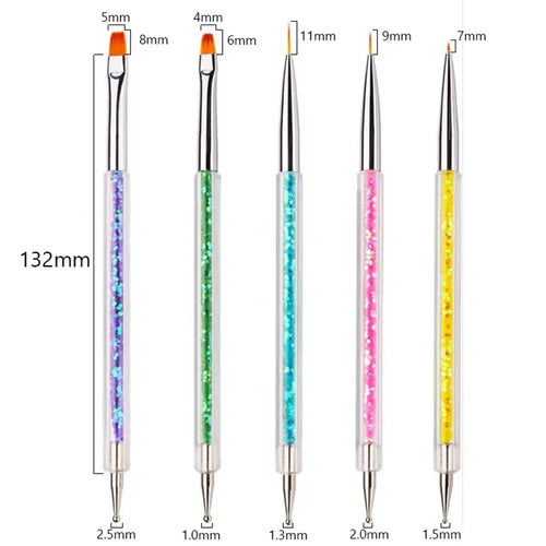 5/20Pcs Nail Art Brush Design Tip Painting Drawing Carving Dotting Pen