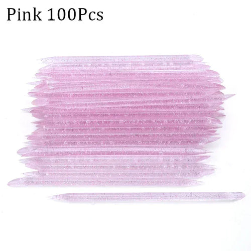 50/100pcs Reusable Double-Ended Crystal Cuticle Pusher – Professional