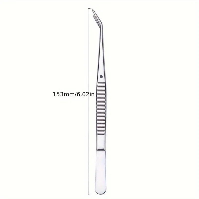2pcs Stainless Steel Multi-Purpose Tweezers - Perfect For Nail Art,