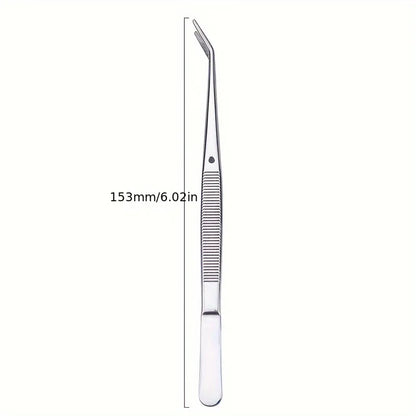 2pcs Stainless Steel Multi-Purpose Tweezers - Perfect For Nail Art,