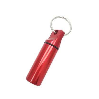1pcs Waterproof Aluminum Pill Box Keychain Carabiner Medicine Case