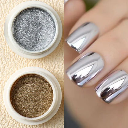 6pc Gold Metallic Mirror Glitter Nail Art Dust Rose Gold Silver Powder