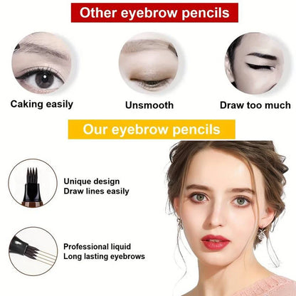 Waterproof Eyebrow Pen, Microblading Eyebrow Pencil With 4 Split Head,