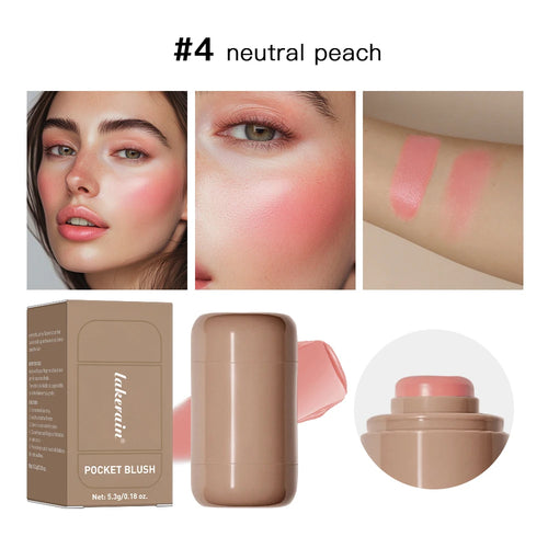 3-in-1Blush Stick Lasting Brightens Facial Cheek Stick Moisturizing