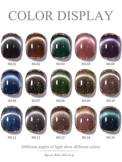 WS Black Glass Cat Magnetic Gel Nail Polish Punk Style Nail Art