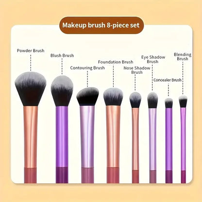 8pcs Makeup Brush Kit Soft Synthetic Hair Make Up Brushes Foundation