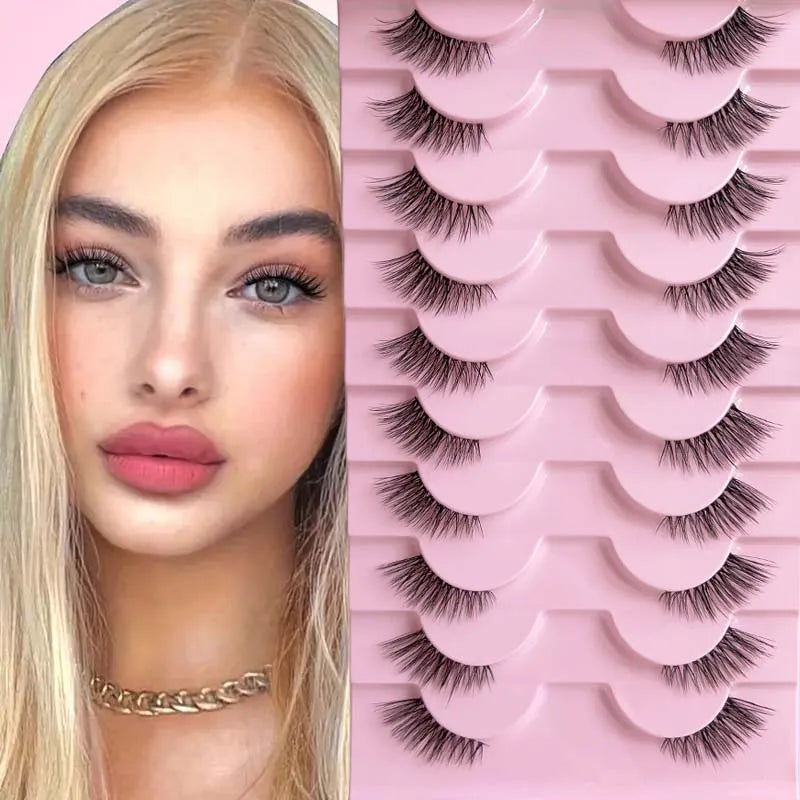 Half eyelashes, natural appearance 10 pairs of thick cat eyelashes