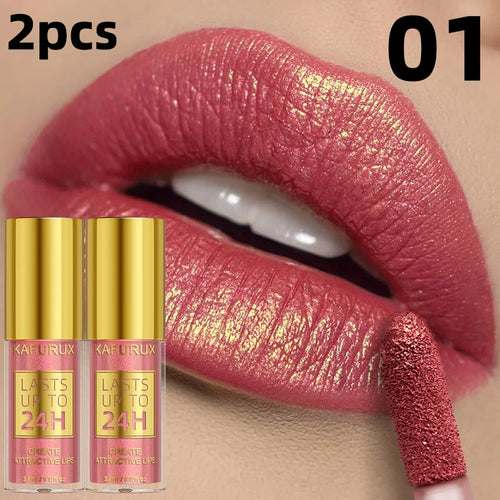 14 Colors Glitter Metallic Lip Glaze Shiny Long Lasting Lip Gloss
