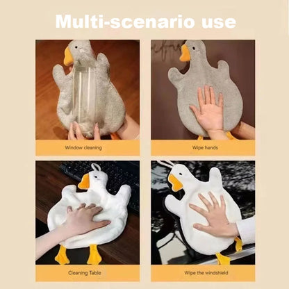 2pcs Cartoon Goose Hand Towel Kitchen Bathroom and Toilet Hand Towel