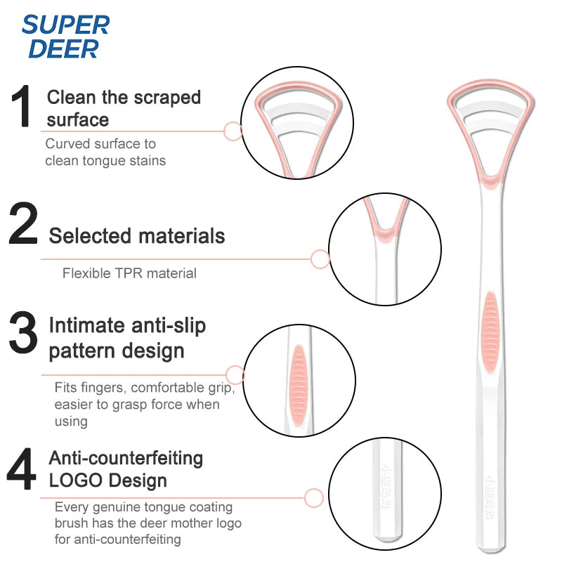 Super Deer Silicone Tongue Scraper 1Pcs Macaron Color Tonger Brush