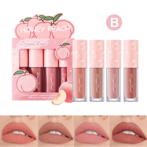 Velvet Matte Lip Glaze Set, Non-Fading, Non-Stick Cup, Fruit Makeup