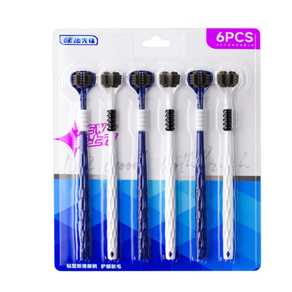 3D Manual Toothbrush 6pcs Three sided U-shaped Soft Toothbrush for