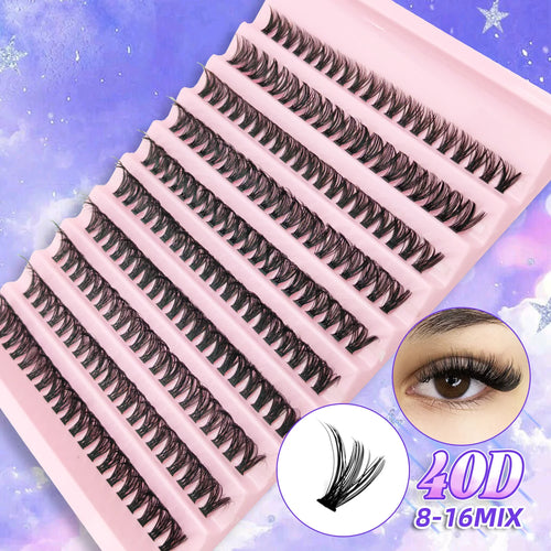 200PCS D Curl Eyelash Cluster Set with 30D40D80D and 80D Spiky Style