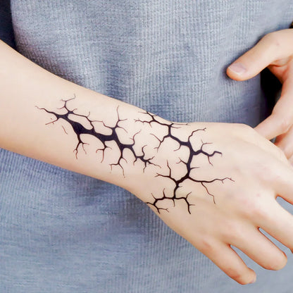 2Sheets Large Halloween Black Lightning Temporary Tattoo Sticker for
