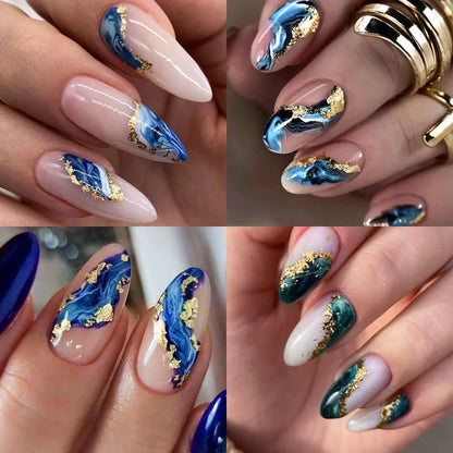 1Pcs 3D Blue Purple Marble Stripe Nail Art Stickers Bronzing Wave Line