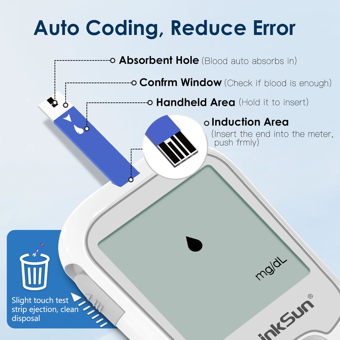 LinkSun G-425-1 Blood Glucose Meter 50/100 pcs Test Strips and Lancets
