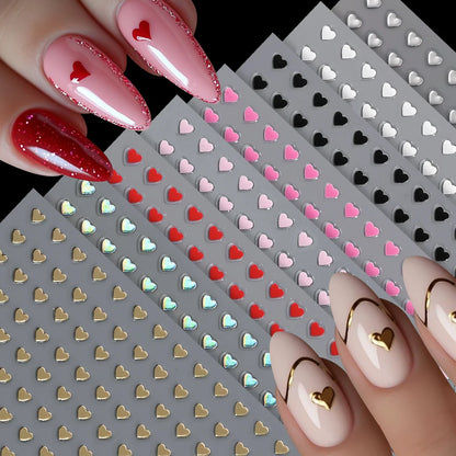 8Colors/Set 3D Love-Heart Nails Stickers Mini Sweet Hearts
