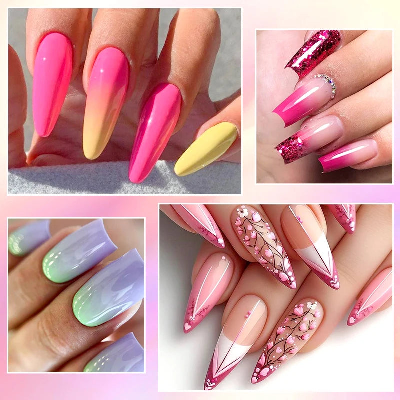 6pc All-season Gel Nail Polish Set Nude Pink Red Glitter Semi