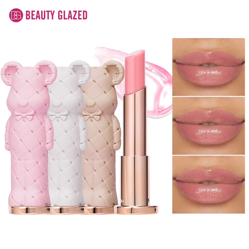 Beauty Glazed Bear Moisturizing Lipstick,Colored Lip Balm,Nourishing