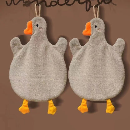 2pcs Cartoon Goose Hand Towel Kitchen Bathroom and Toilet Hand Towel