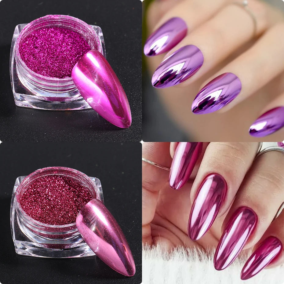 23pcs/Set Metallic Chrome Nail Powder Y2K Styles Magic Mirror