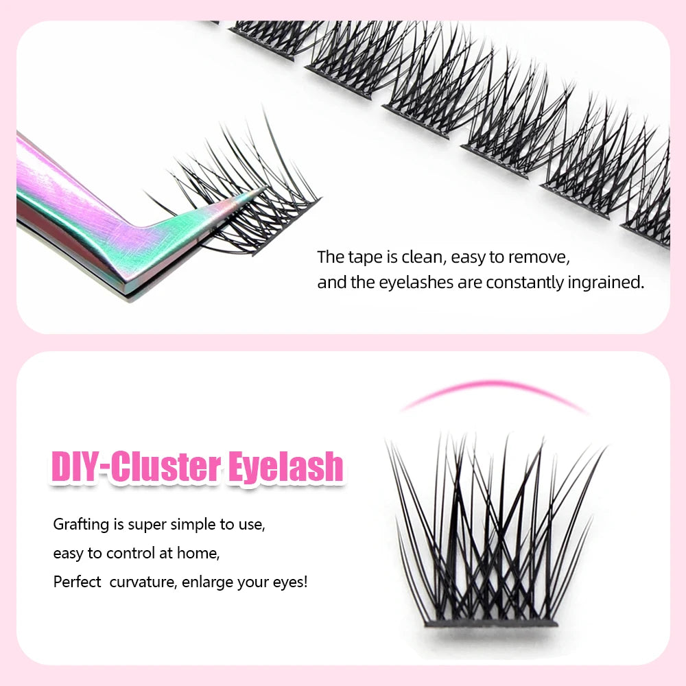 DIY 144 Cluster Lashes YUANZHIJIE free ship Segmented Beam Natural C/D
