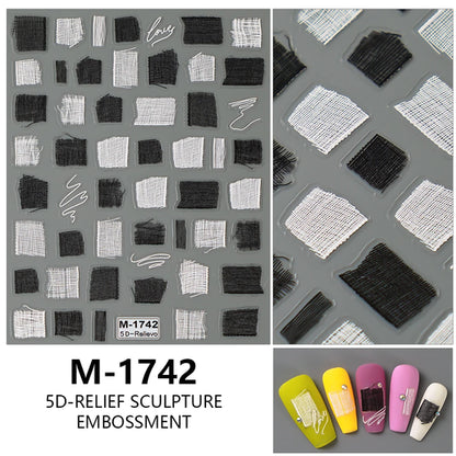 5D Nail Art Stickers Love Hearts Stars French Nail Art Design