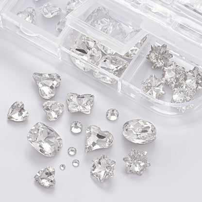 1Box 3D Clear Nail Art Rhinestones 12Shapes Mixed