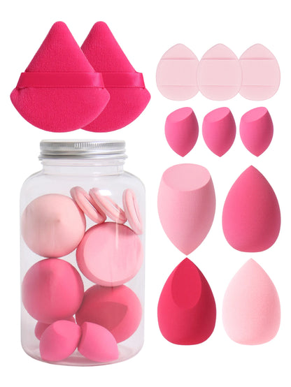 12Pcs Makeup Sponge Set with Storage Jar Latex-Free, Makeup Sponge