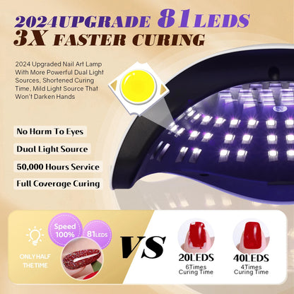 UV/LED Nail Lamp Dryer - 81 LED, Auto Sensor, 4 Timer Settings, Fast