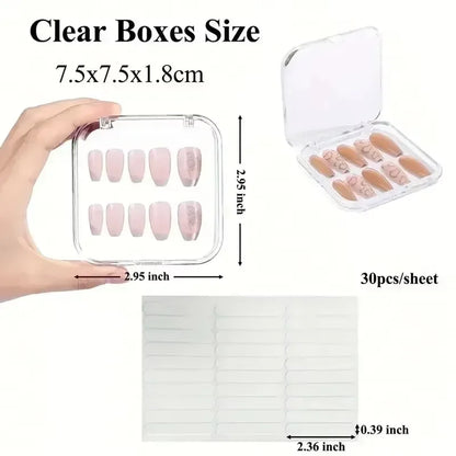 10PCS Press-On Nail Storage Acrylic Boxes with Adhesive Sheets