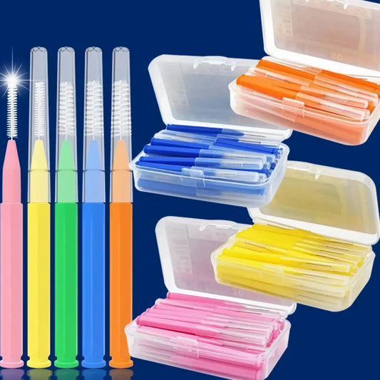 30pcs Premium Dental Picks Kit - Portable Interdental Brushes &