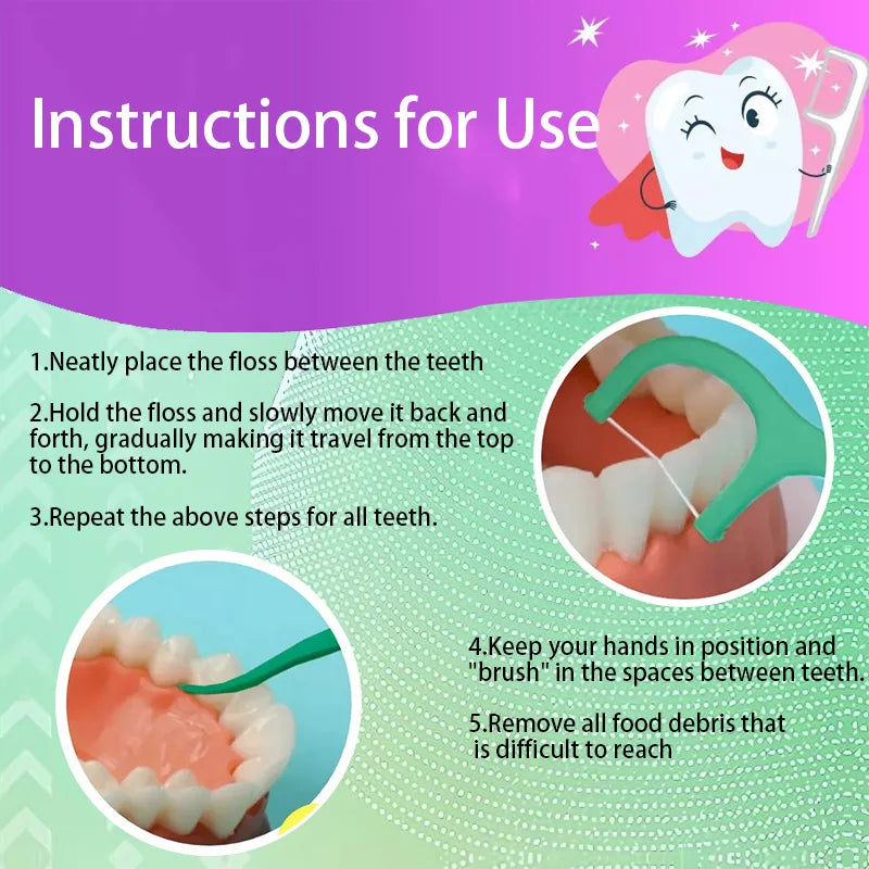 Smooth Mint Floss Stick - Cleaning interdental care for oral health,