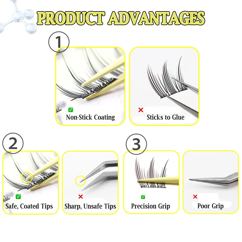 Anti-Stick Applicator No Glue Eyelashes Non Stick Coated Stainless