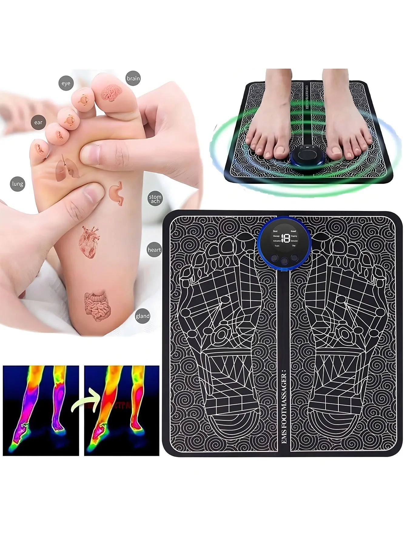 EMS Foot Massager Rechargeable Massage Pad Foot Relaxation Pad