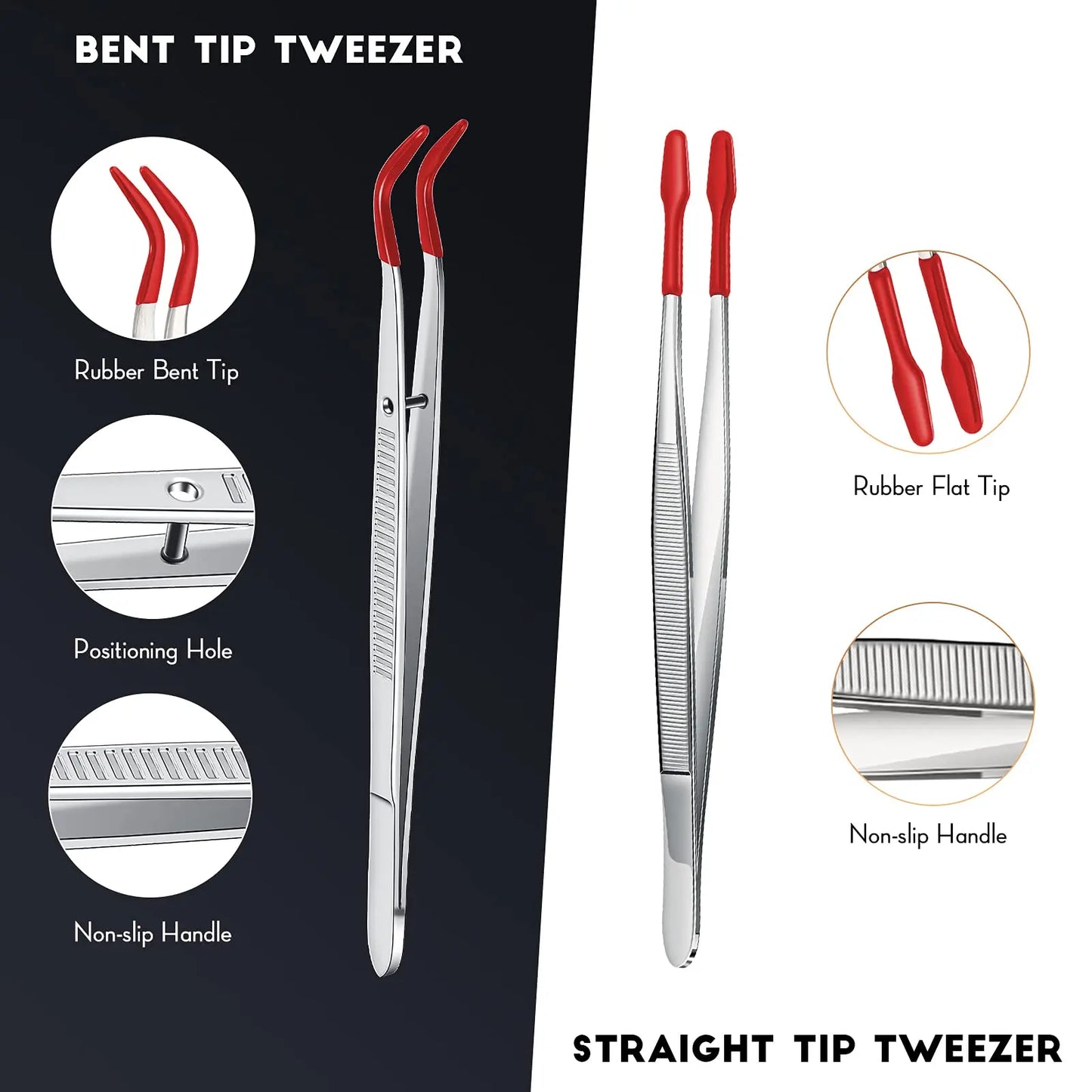 1/4 Pieces Tweezers With Rubber Tips Tweezers Rubber PVC Silicone